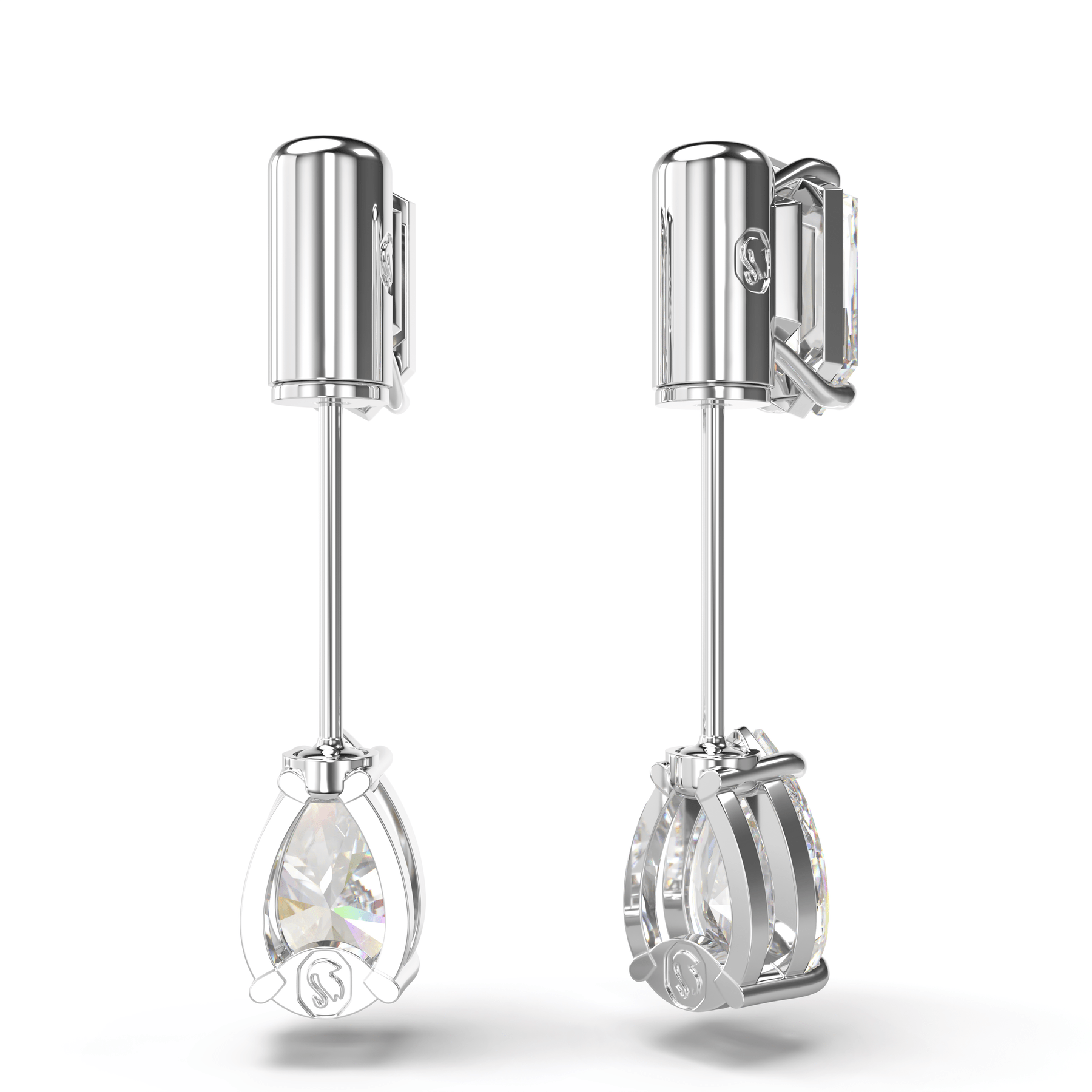 Swarovski Mesmera Bar Earrings Mixed Cuts White Rhodium Plated -Swarovski