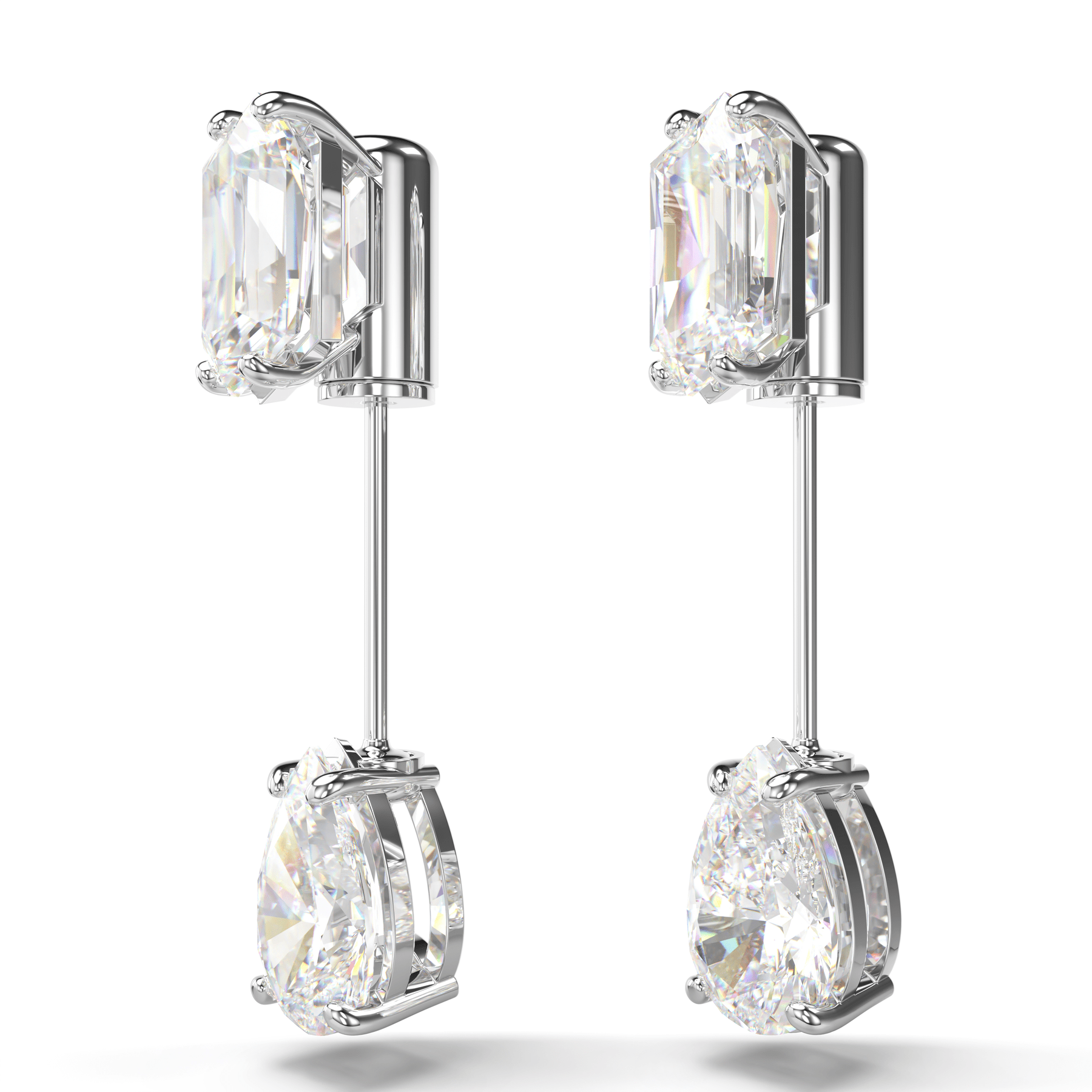 Swarovski Mesmera Bar Earrings Mixed Cuts White Rhodium Plated -Swarovski