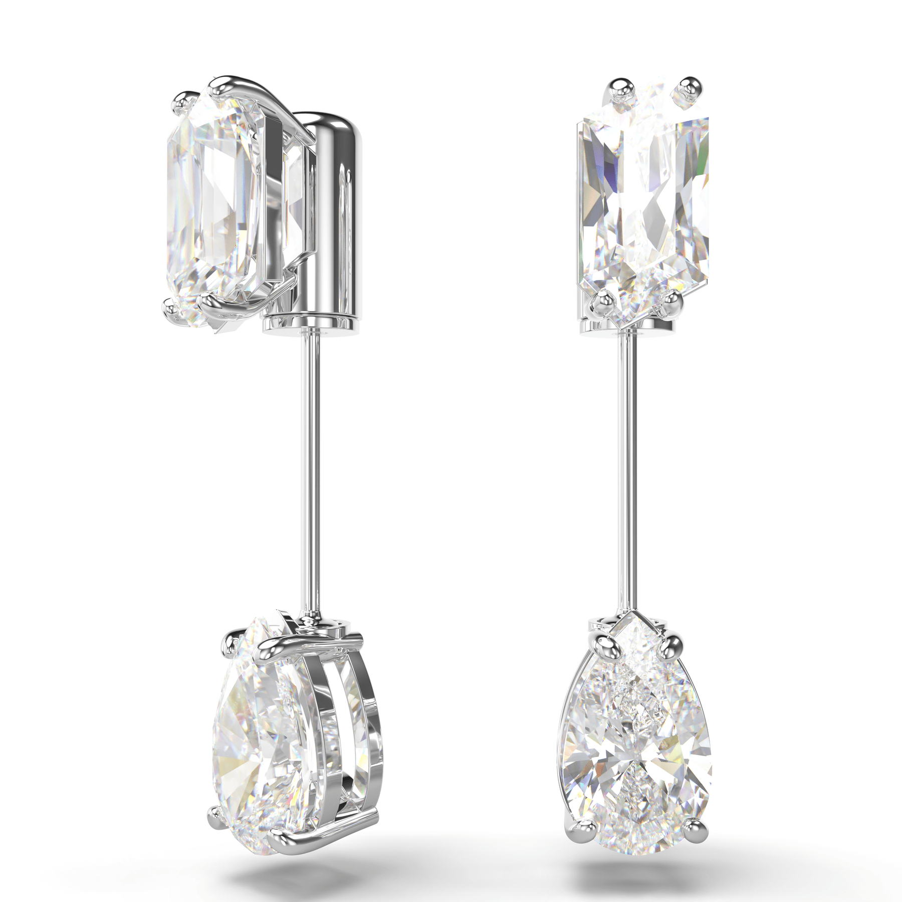 Swarovski Mesmera Bar Earrings Mixed Cuts White Rhodium Plated -Swarovski