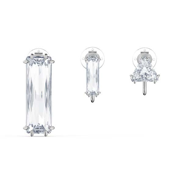Swarovski Mesmera Clip Earring Set (3) Asymmetrical Design White Rhodium Plated -Swarovski