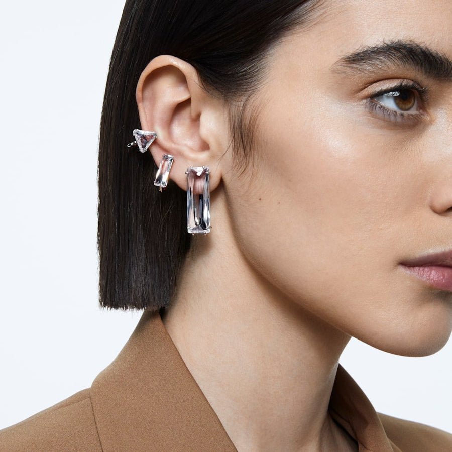 Swarovski Mesmera Clip Earring Set (3) Asymmetrical Design White Rhodium Plated -Swarovski