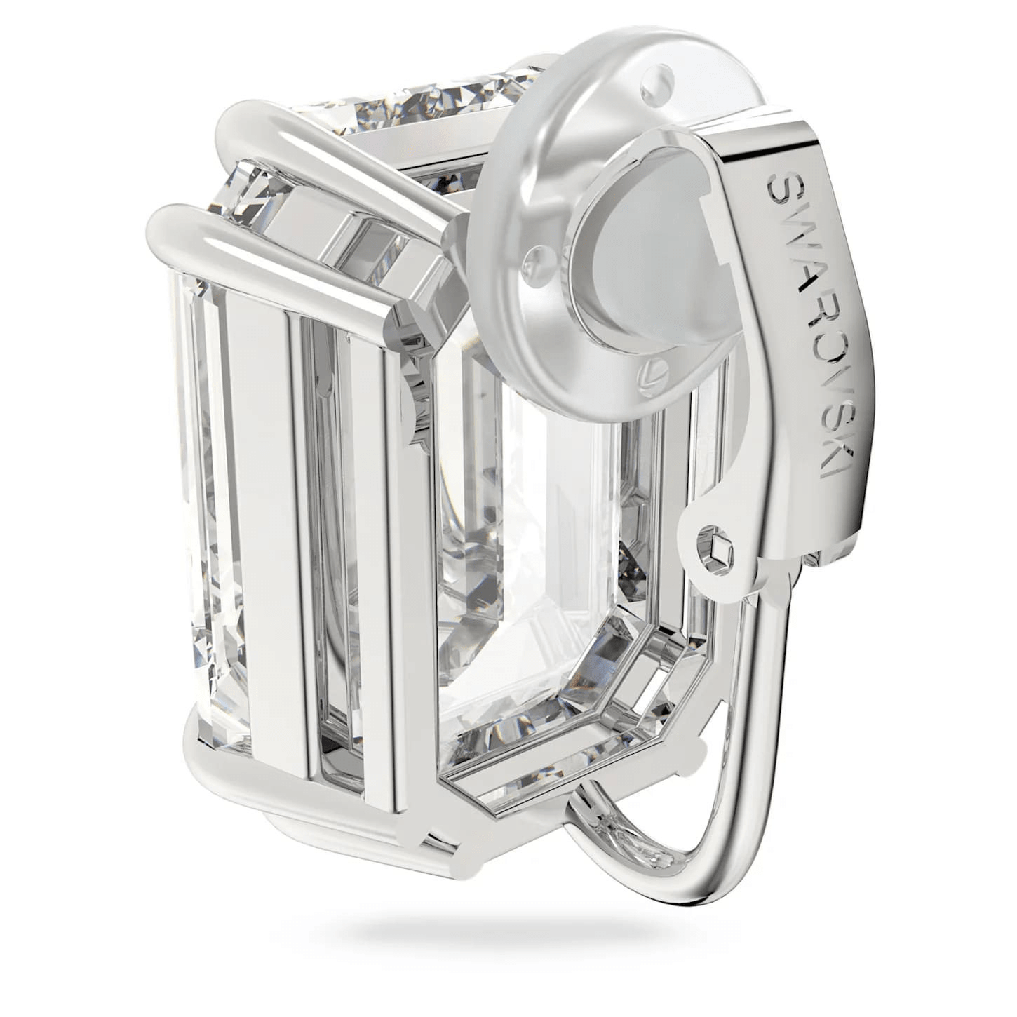 Swarovski Mesmera Clip Earring Single Octagon Cut White Rhodium Plated -Swarovski