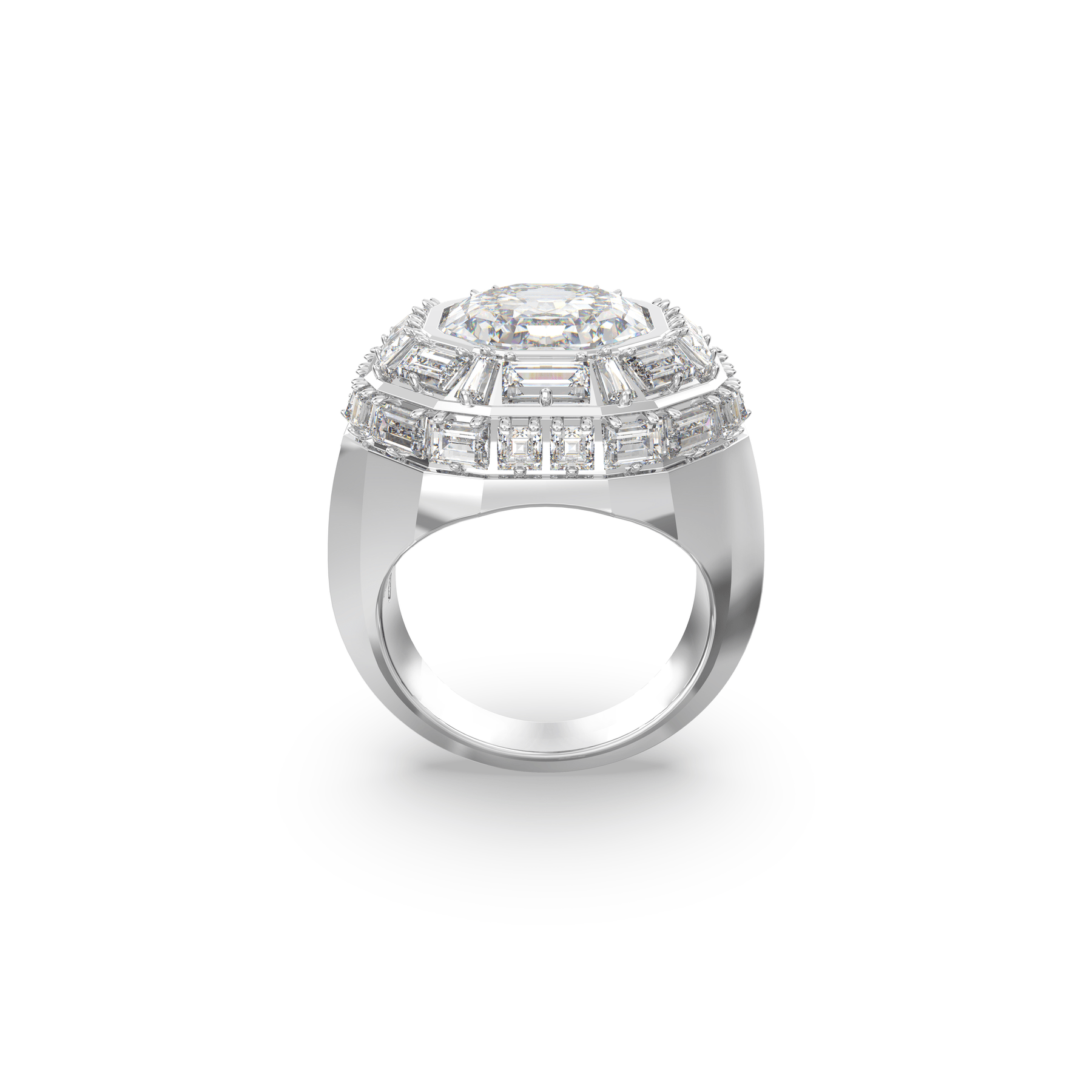 Swarovski Mesmera cocktail ring Octagon cut, White, Rhodium plated -Swarovski