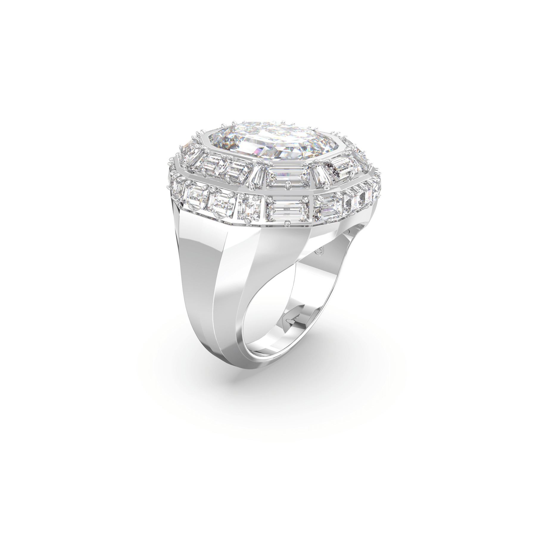 Swarovski Mesmera cocktail ring Octagon cut, White, Rhodium plated -Swarovski