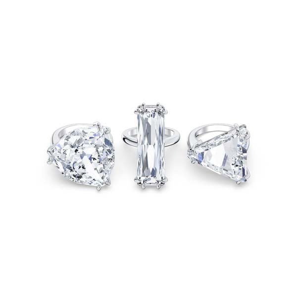 Swarovski Mesmera Cocktail Ring Set, White, Rhodium plated -Swarovski