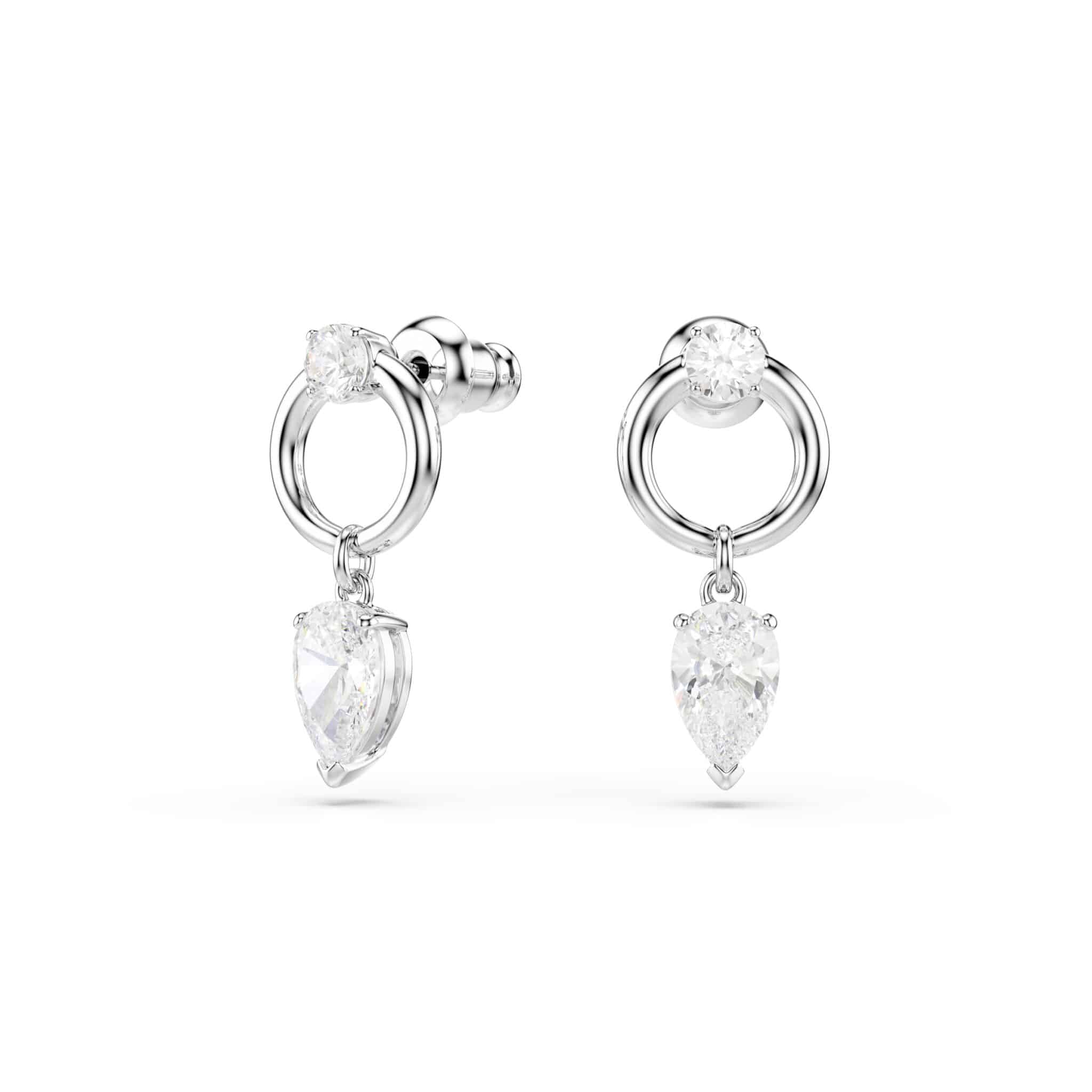 Swarovski Mesmera Drop Earrings, Mixed Cuts, White, Rhodium Plated -Swarovski