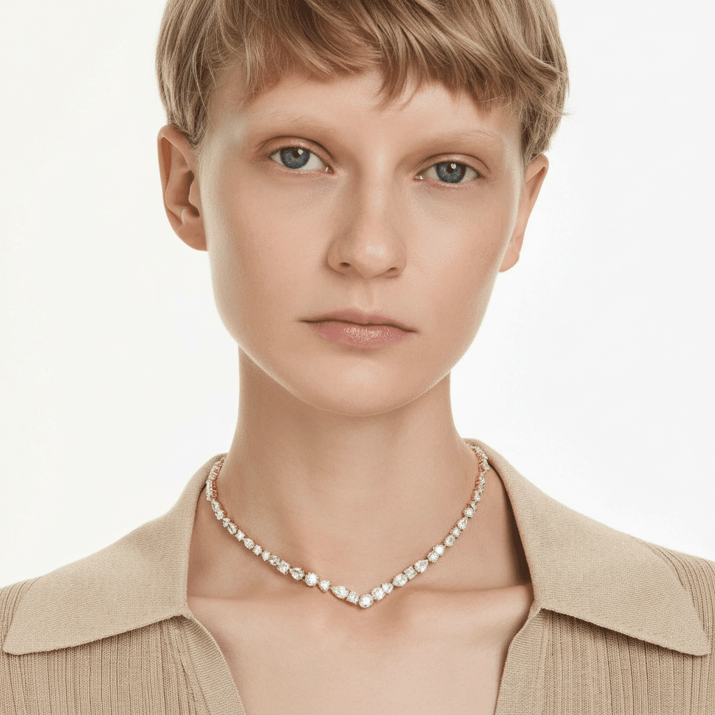 Swarovski Mesmera necklace Mixed cuts, White, Gold-tone plated -Swarovski