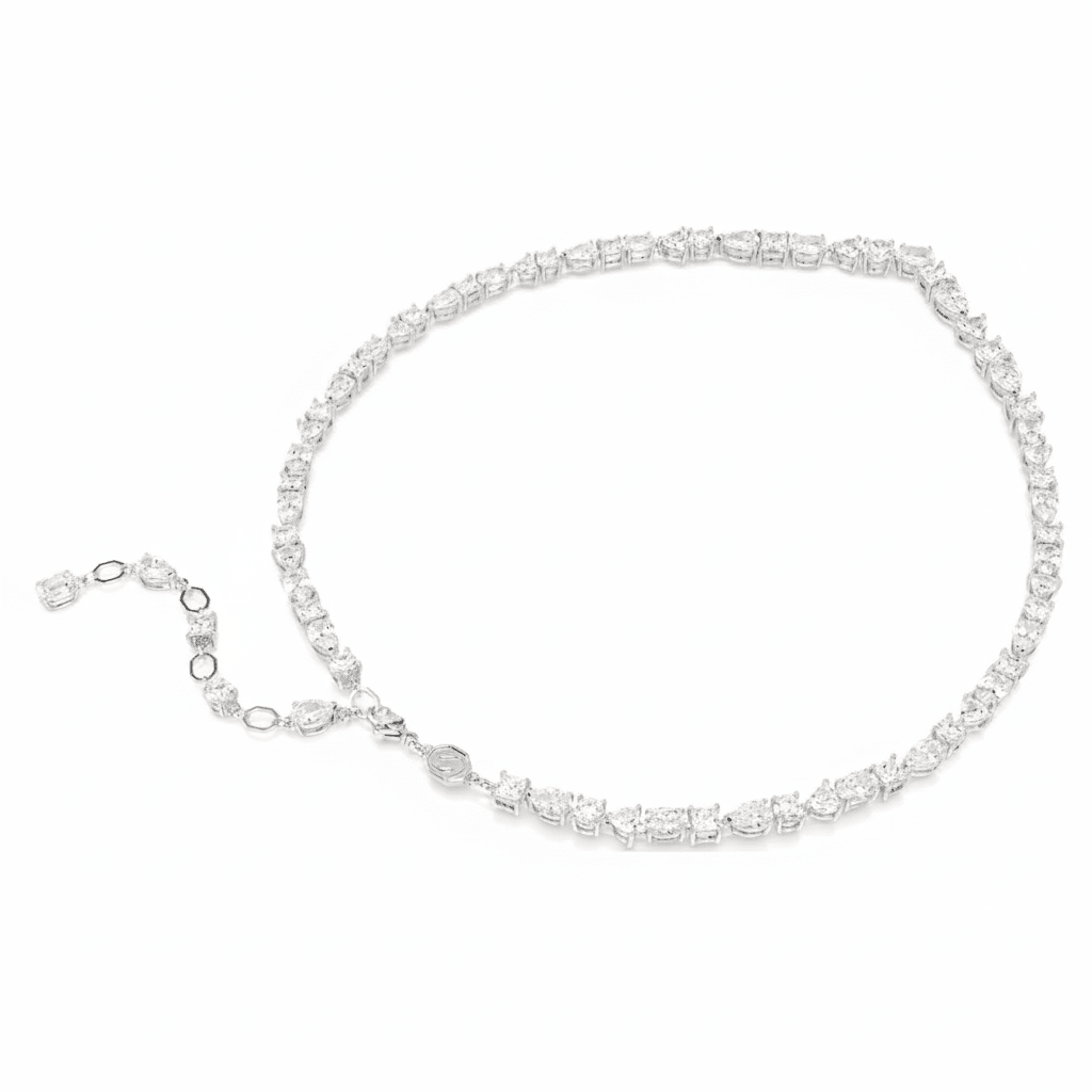 Swarovski Mesmera necklace Mixed cuts, White, Rhodium plated -Swarovski