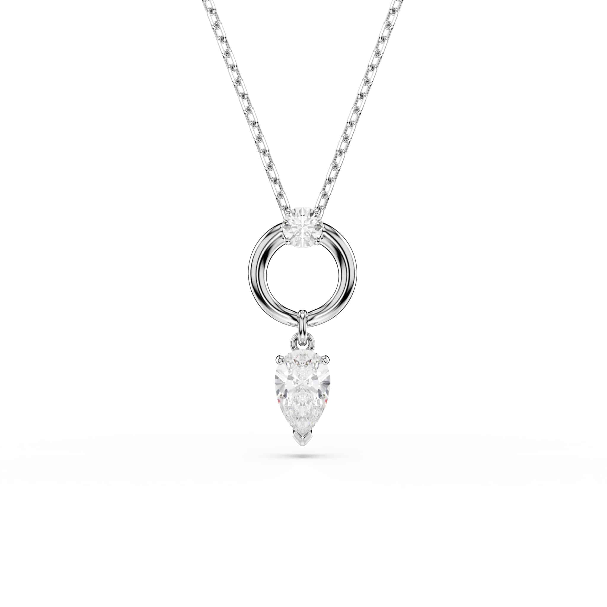 Swarovski Mesmera Pendant, Pear Cut, White, Rhodium Plated -Swarovski