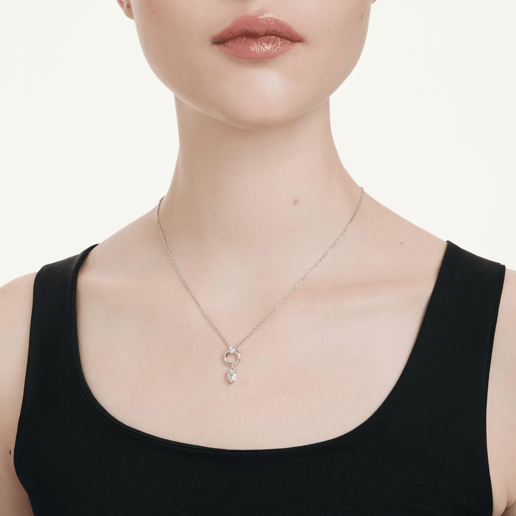 Swarovski Mesmera Pendant, Pear Cut, White, Rhodium Plated -Swarovski