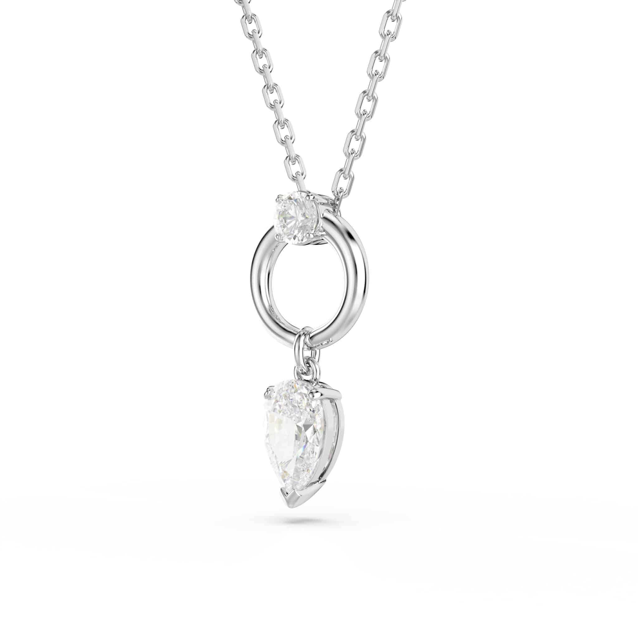 Swarovski Mesmera Pendant, Pear Cut, White, Rhodium Plated -Swarovski