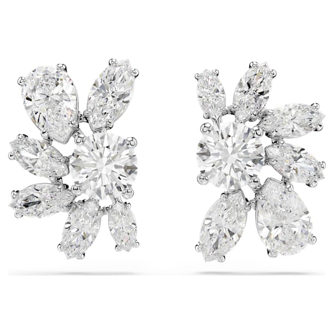 Swarovski Mesmera Stud Earrings Mixed Cuts, Flower, White, Rhodium Plated -Swaroski