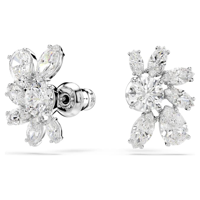 Swarovski Mesmera Stud Earrings Mixed Cuts, Flower, White, Rhodium Plated -Swaroski