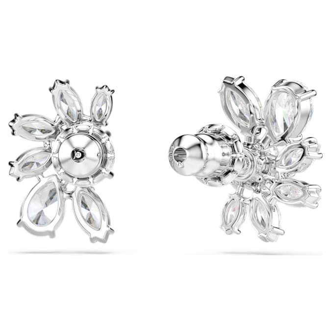 Swarovski Mesmera Stud Earrings Mixed Cuts, Flower, White, Rhodium Plated -Swaroski