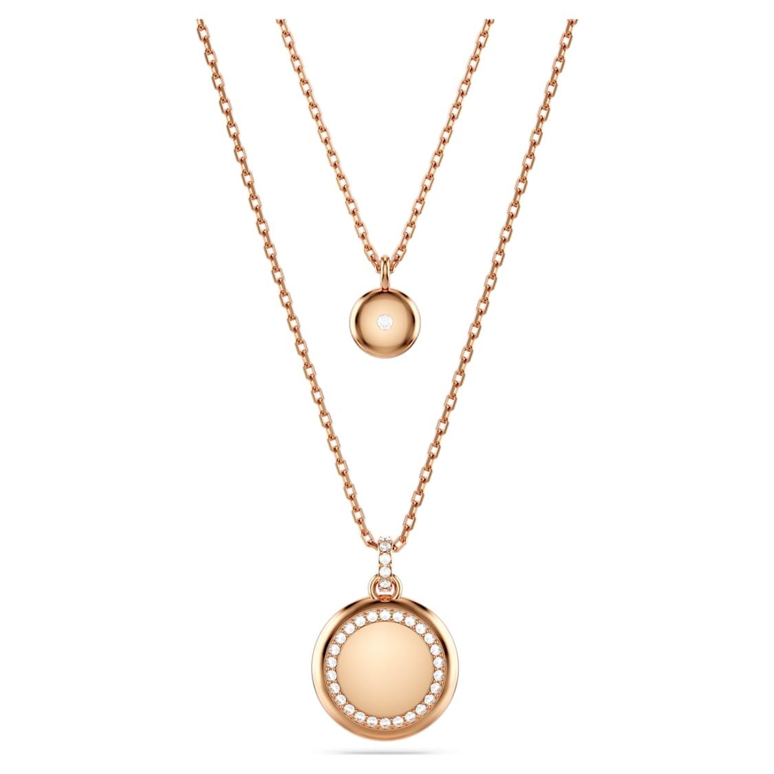 Swarovski Meteora Layered Pendant White Rose Gold-Tone Plated -Swarovski