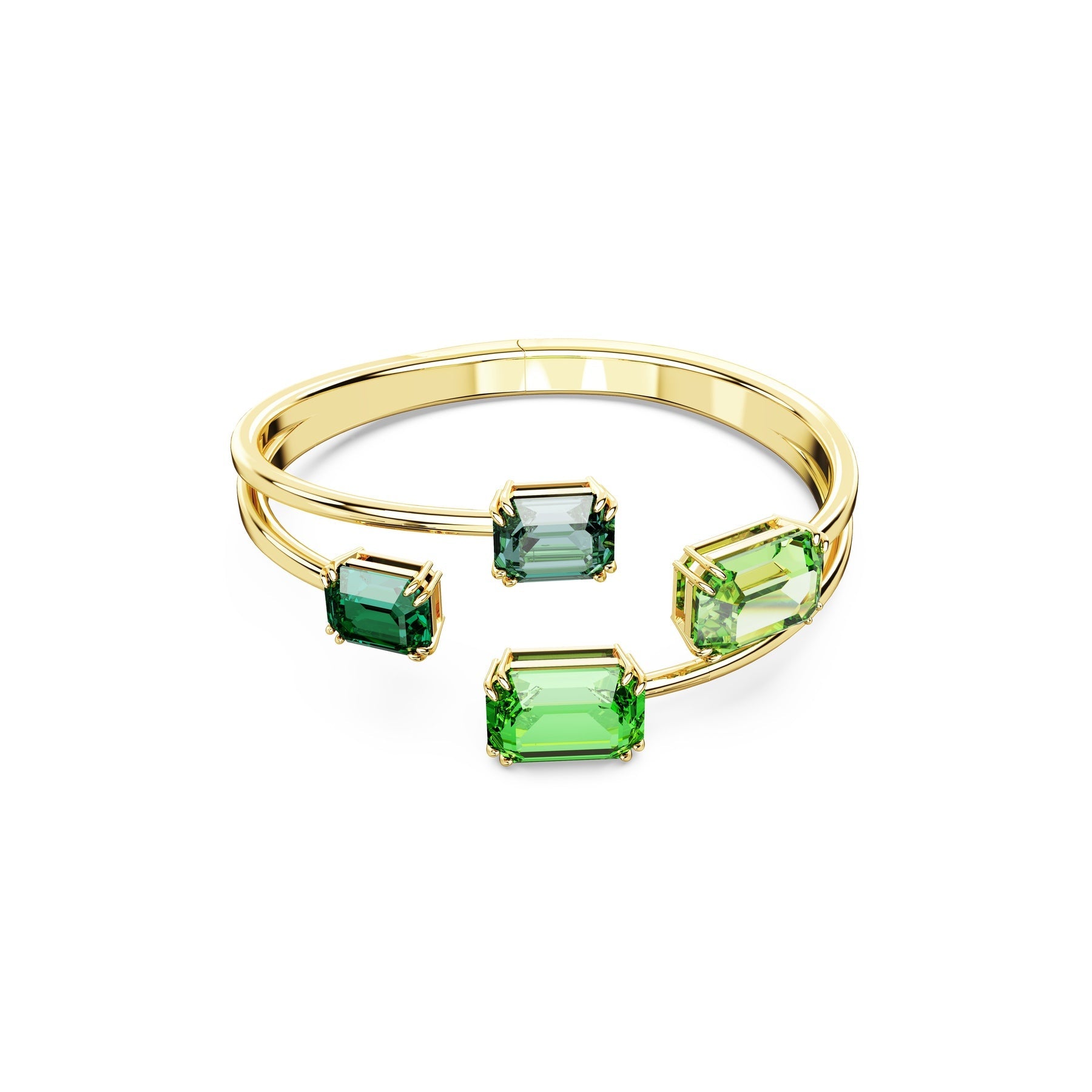 Swarovski Millenia bangle Octagon cut, Green, Gold-tone plated -Swarovski