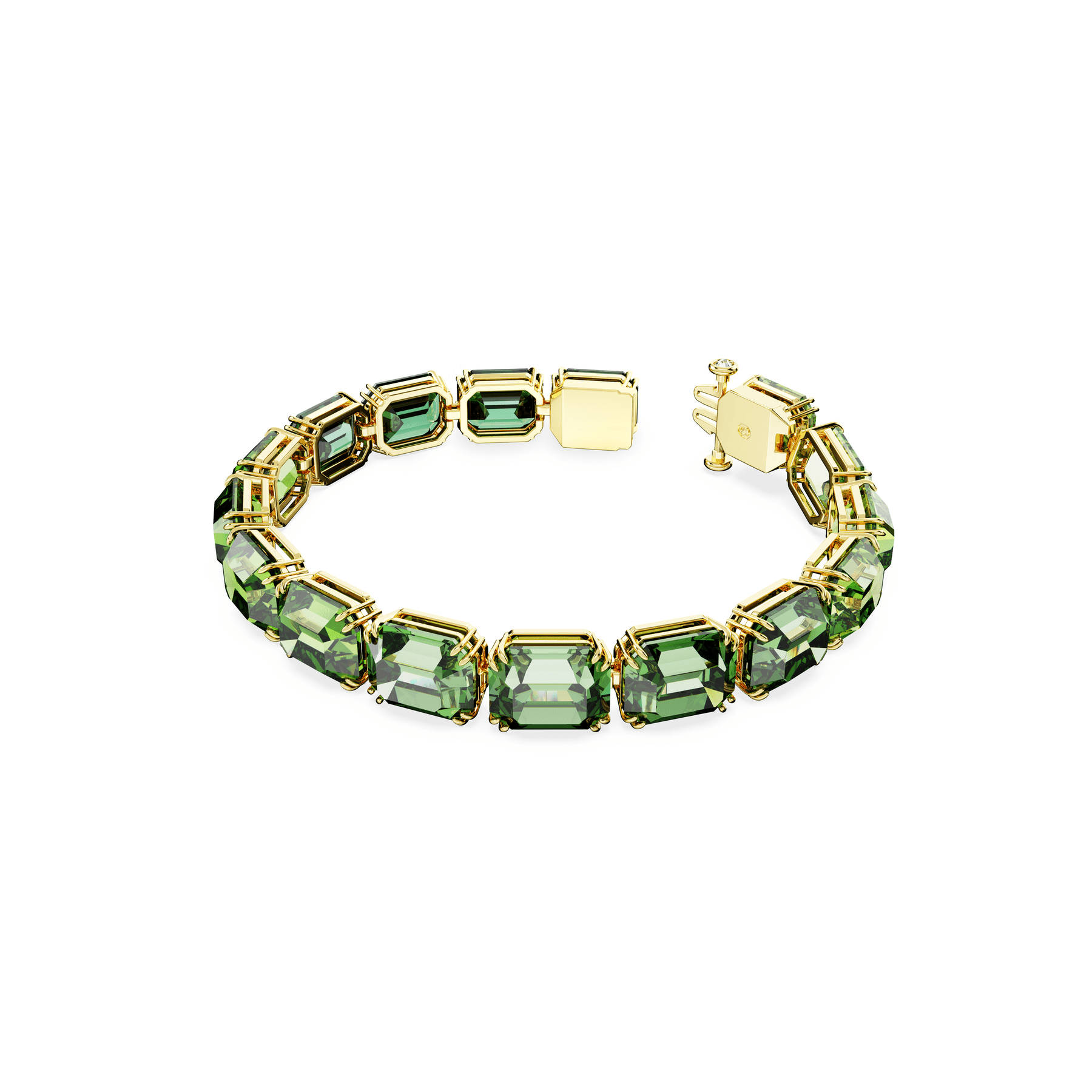 Swarovski Millenia Bracelet Octagon Cut Colour Gradient Green Gold-tone Plated -Swarovski