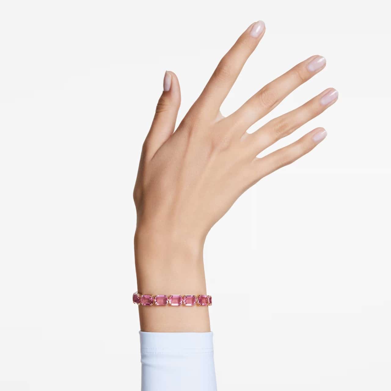 Swarovski Millenia Bracelet, Octagon Cut, Pink, Gold-tone Plated -Swarovski