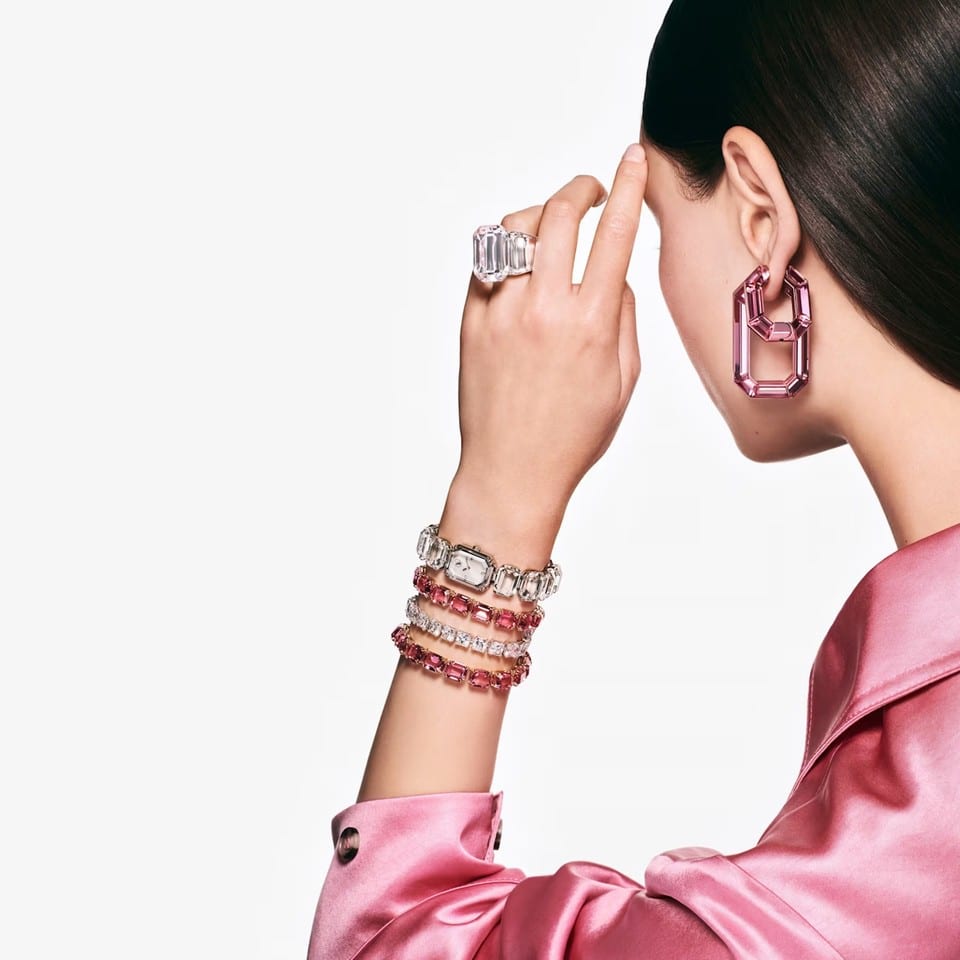 Swarovski Millenia Bracelet, Octagon Cut, Pink, Gold-tone Plated -Swarovski