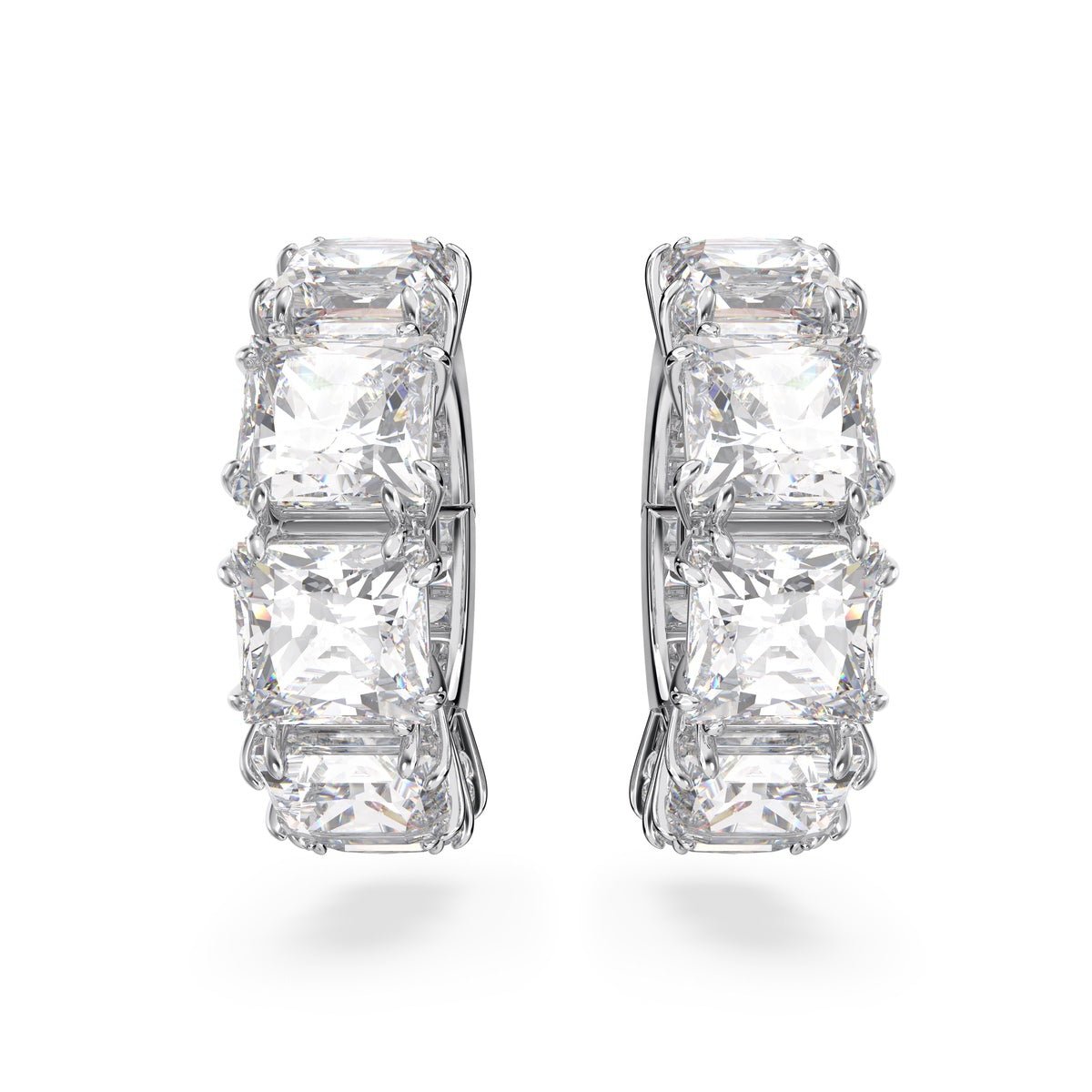 Swarovski Millenia Clip Earrings Square Cut, White, Rhodium Plated -Swarovski