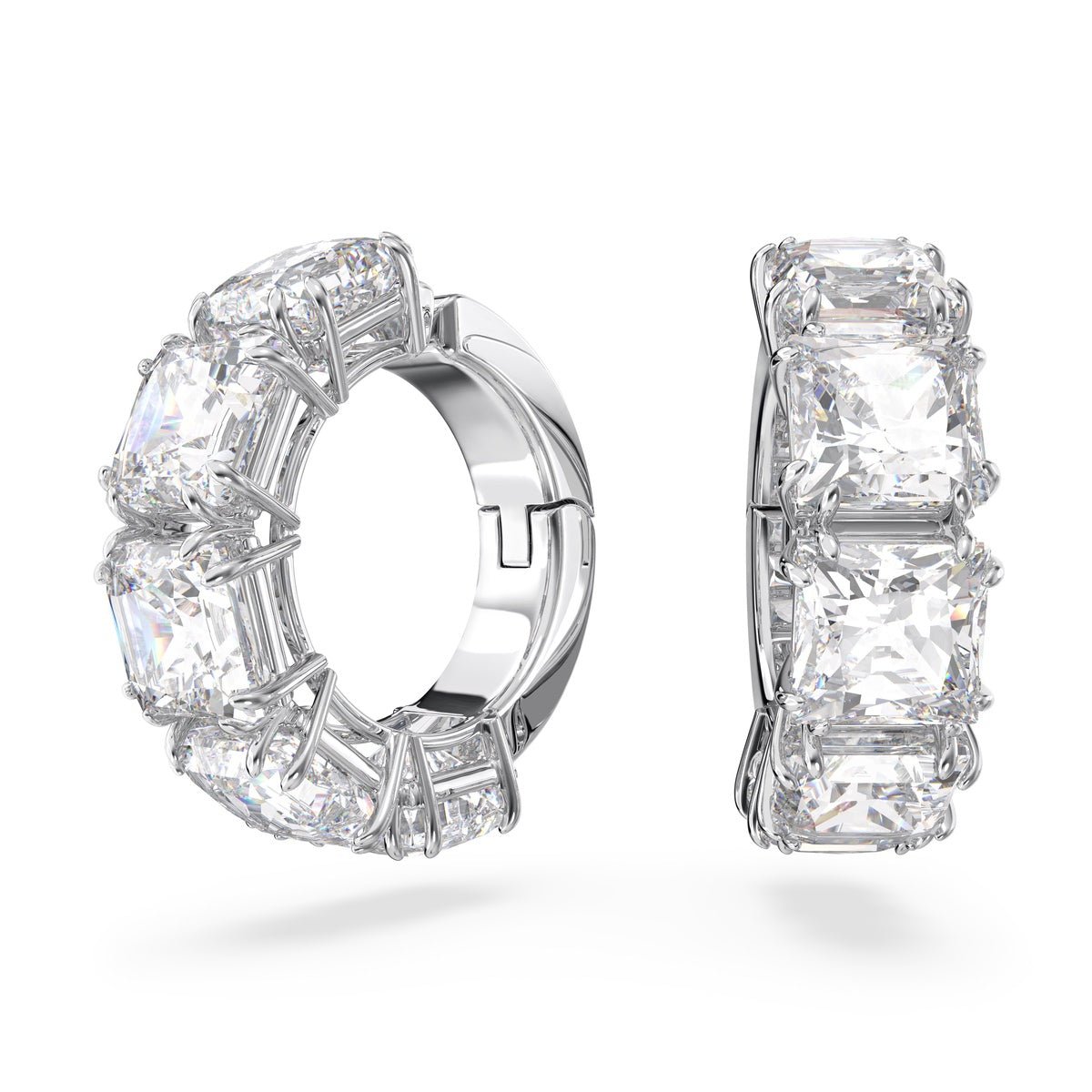 Swarovski Millenia Clip Earrings Square Cut, White, Rhodium Plated -Swarovski