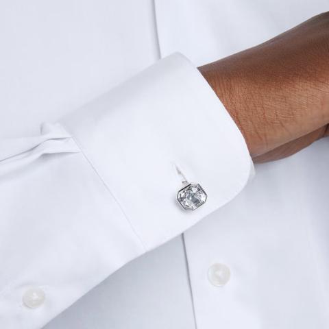 Swarovski Millenia Cufflinks Octagon cut, White, Rhodium plated -Swarovski