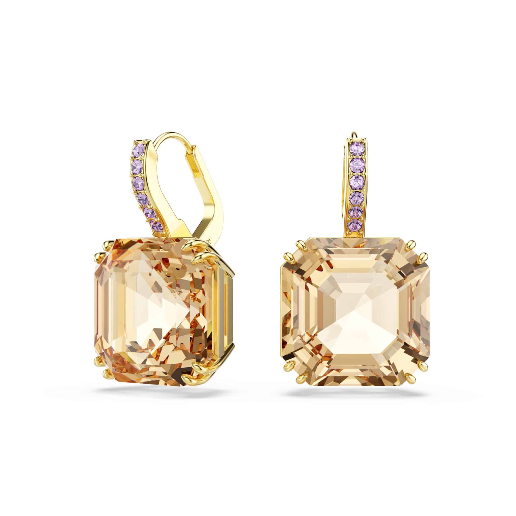 Swarovski Millenia Drop Earrings, Mixed Cuts, Caramel, Gold-tone Plated -Swarovski
