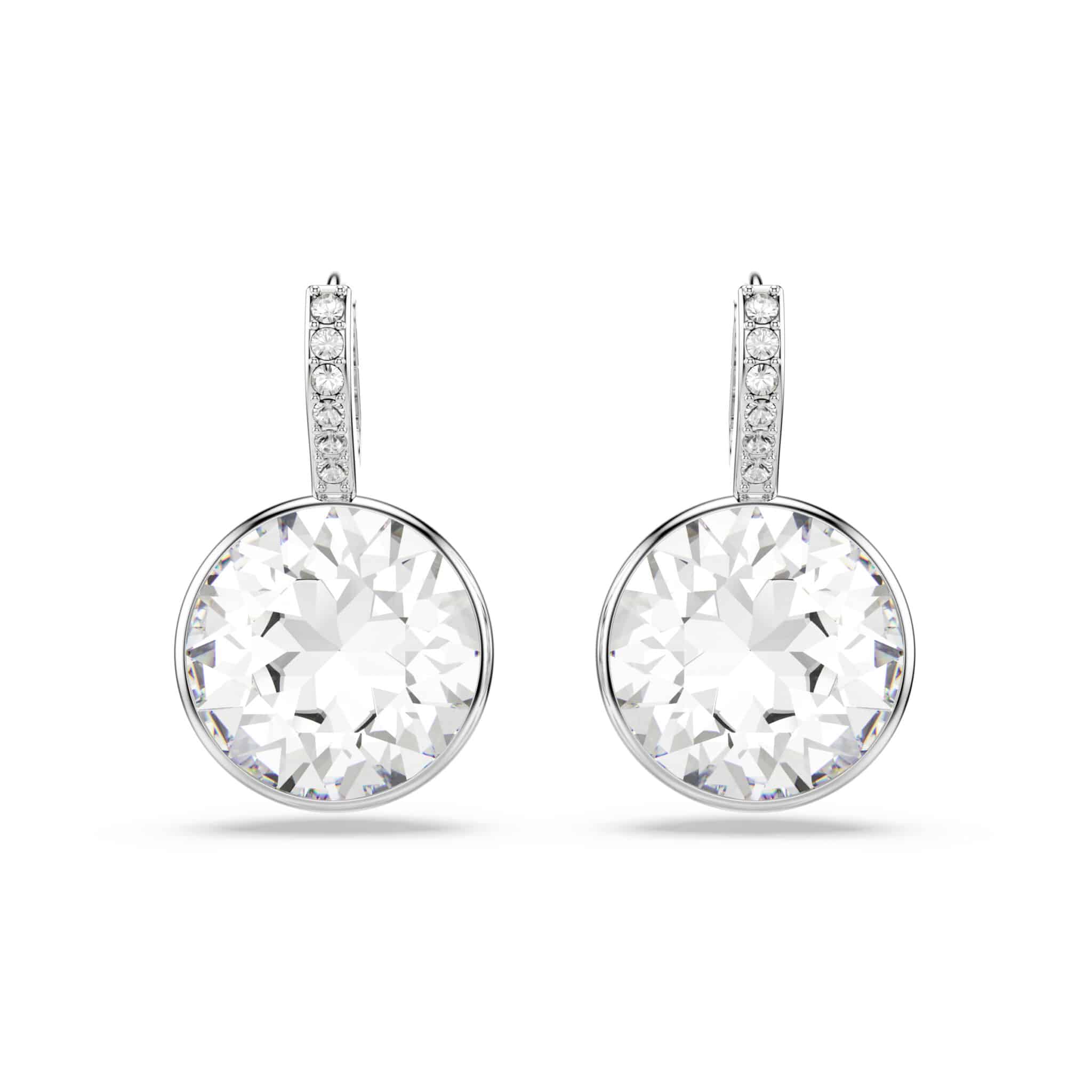 Swarovski Millenia Drop Earrings, Round Cut, White, Rhodium Plated -Swarovski