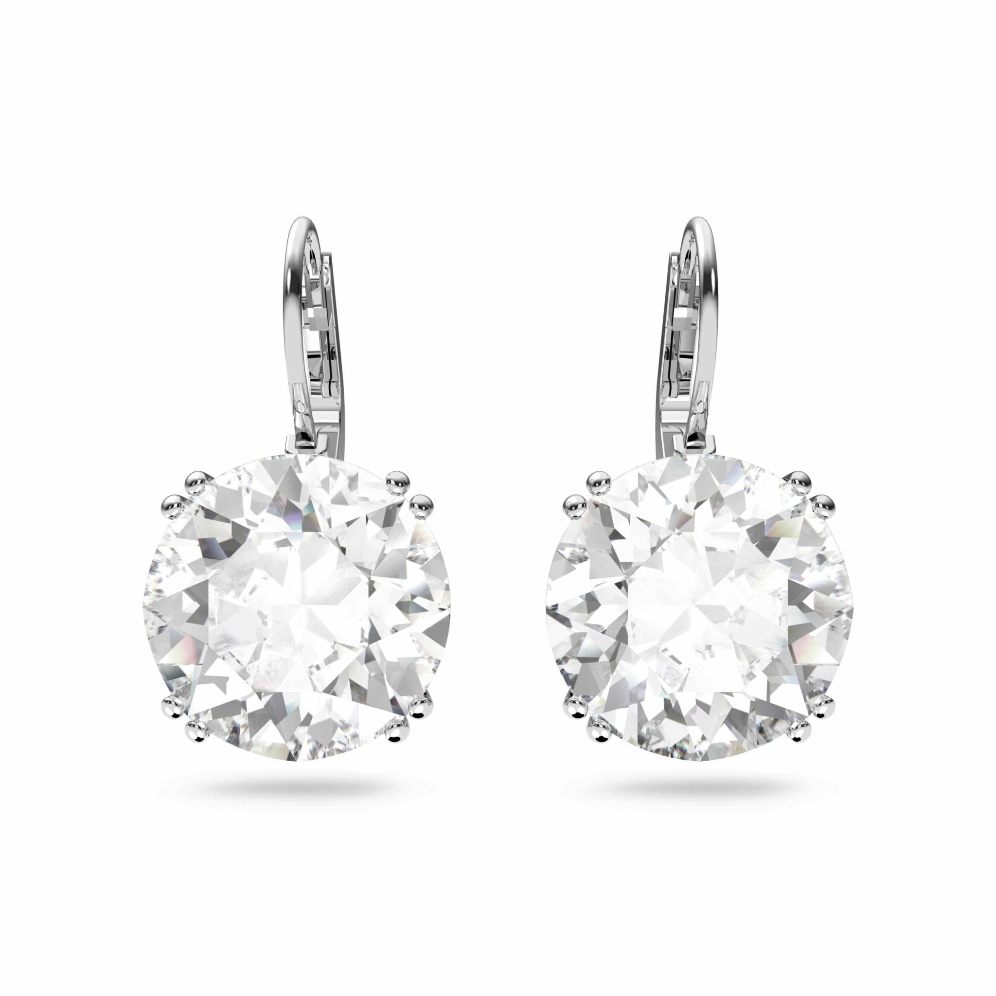Swarovski Millenia Drop Earrings Round Cut, White, Rhodium Plated -Swarovski