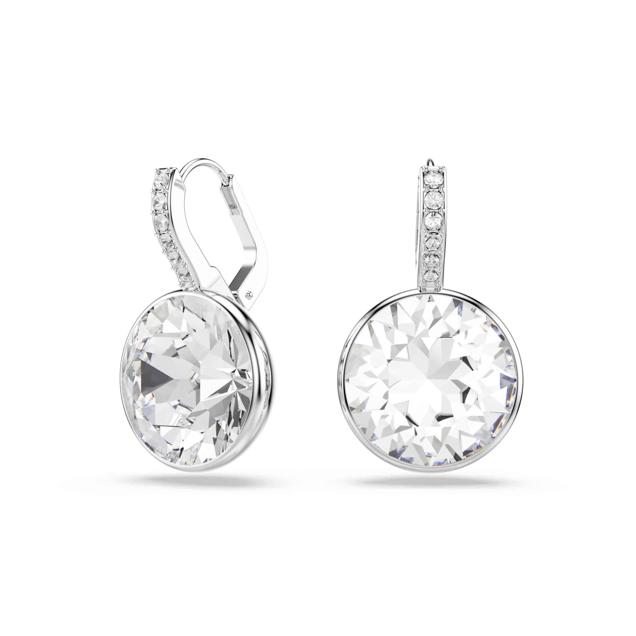 Swarovski Millenia Drop Earrings, Round Cut, White, Rhodium Plated -Swarovski