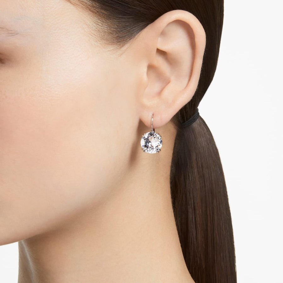 Swarovski Millenia Drop Earrings Round Cut, White, Rhodium Plated -Swarovski