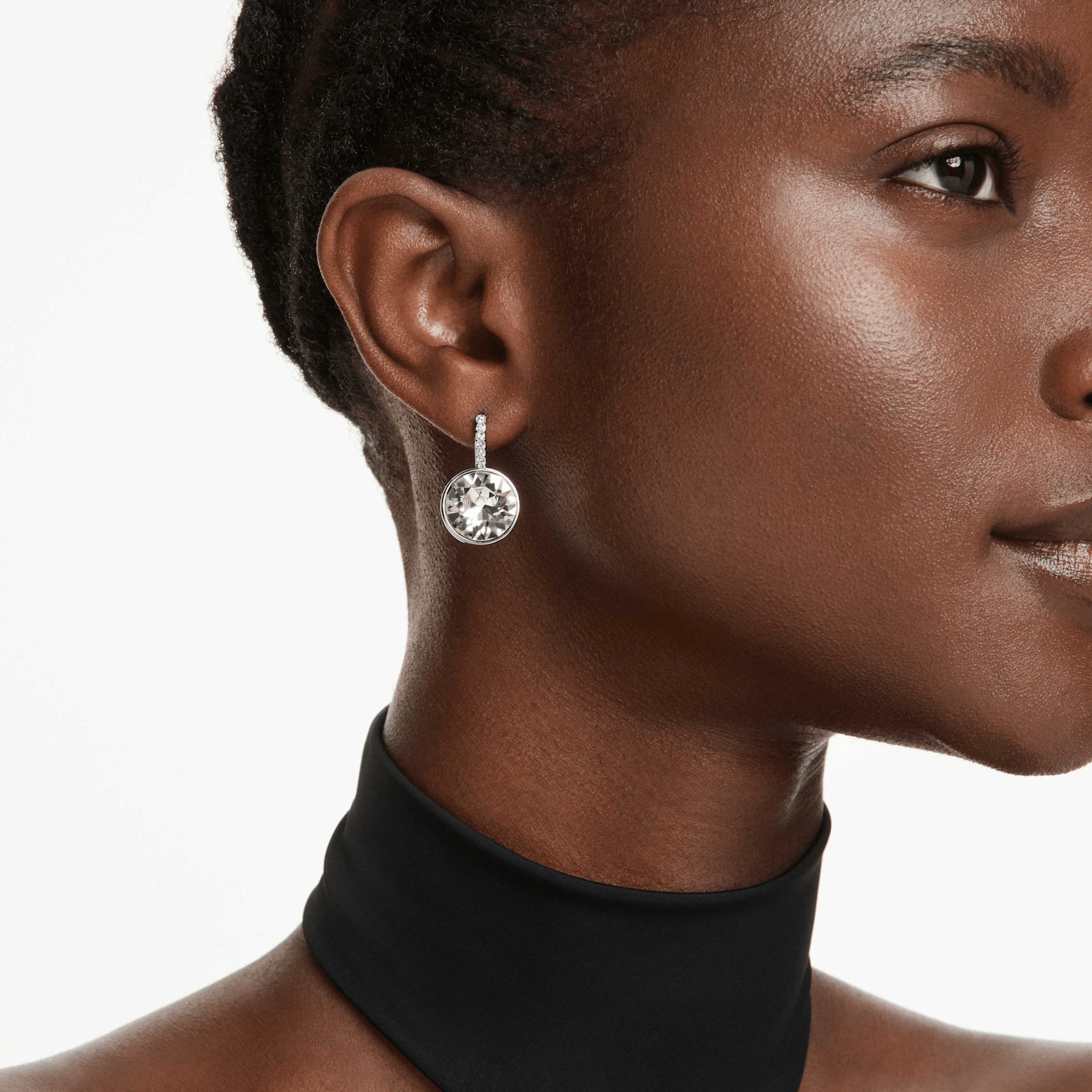 Swarovski Millenia Drop Earrings, Round Cut, White, Rhodium Plated -Swarovski