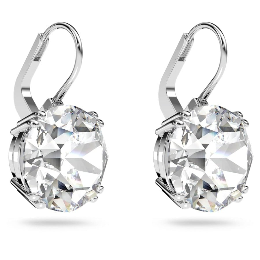 Swarovski Millenia Drop Earrings Round Cut, White, Rhodium Plated -Swarovski