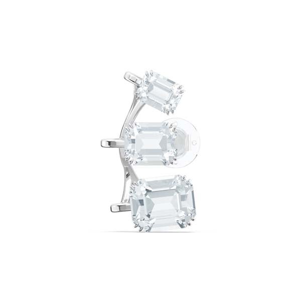 Swarovski Millenia Ear Cuff Graduated Crystals, White, Rhodium Plated -Swarovski