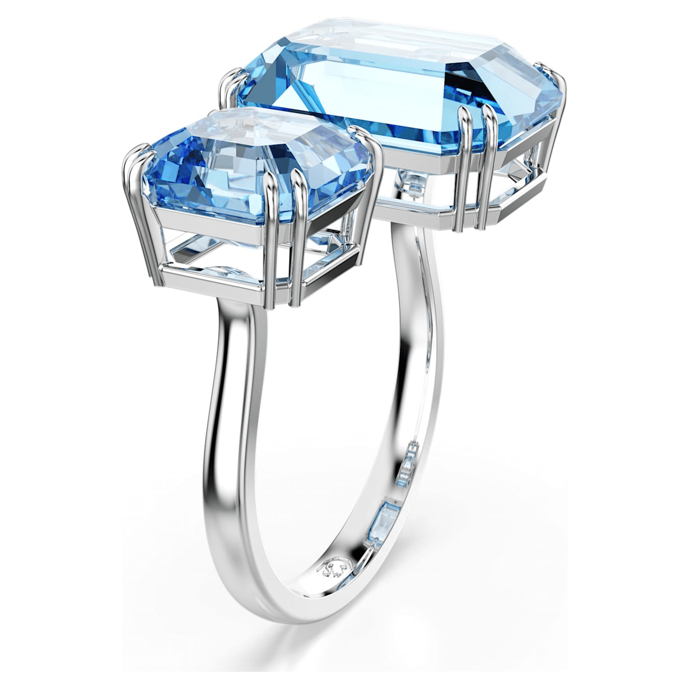 Swarovski Millenia Open Ring, Octagon Cut, Blue, Rhodium Plated -Swarovski