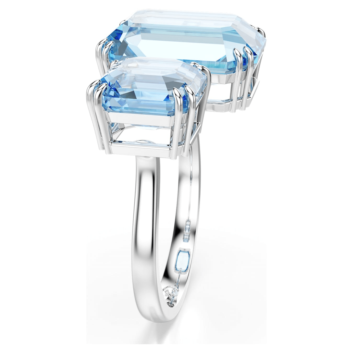 Swarovski Millenia Open Ring, Octagon Cut, Blue, Rhodium Plated -Swarovski