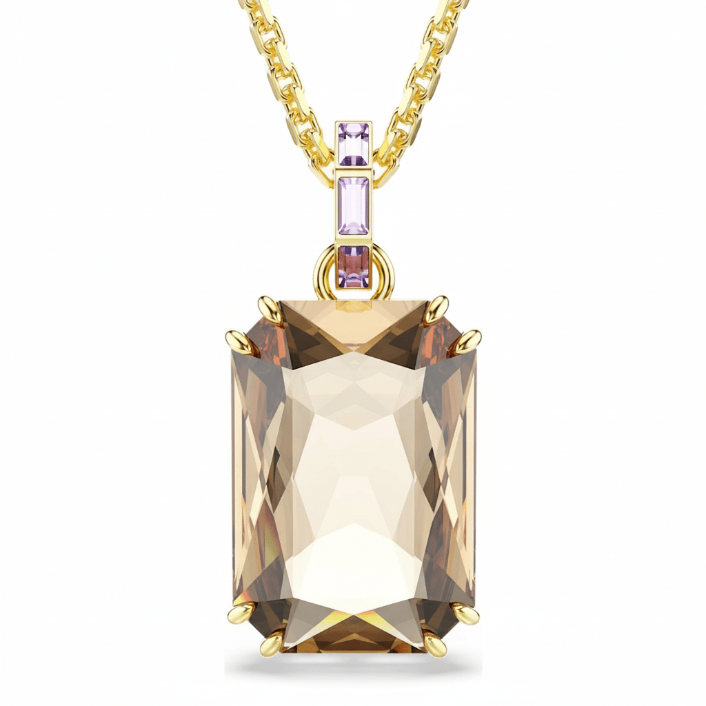 Swarovski Millenia Pendant Octagon cut, Caramel, Gold-tone plated -Swarovski