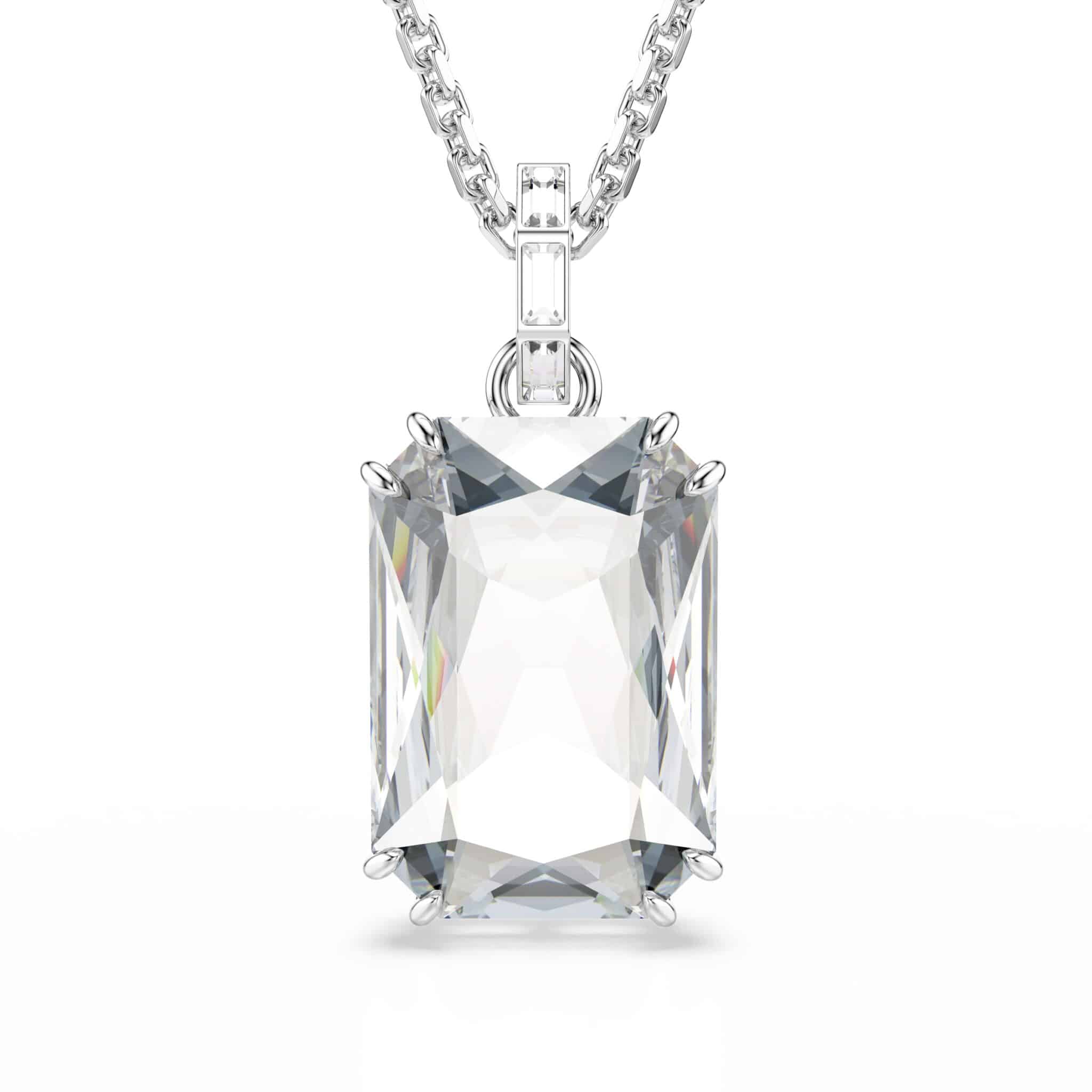 Swarovski Millenia Pendant, Octagon Cut, White, Rhodium Plated -Swarovski