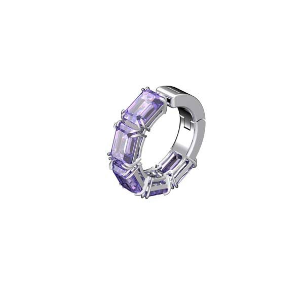 Swarovski Millenia Single Ear Cuff Octagon Cut, Purple, Rhodium plated -Swarovski