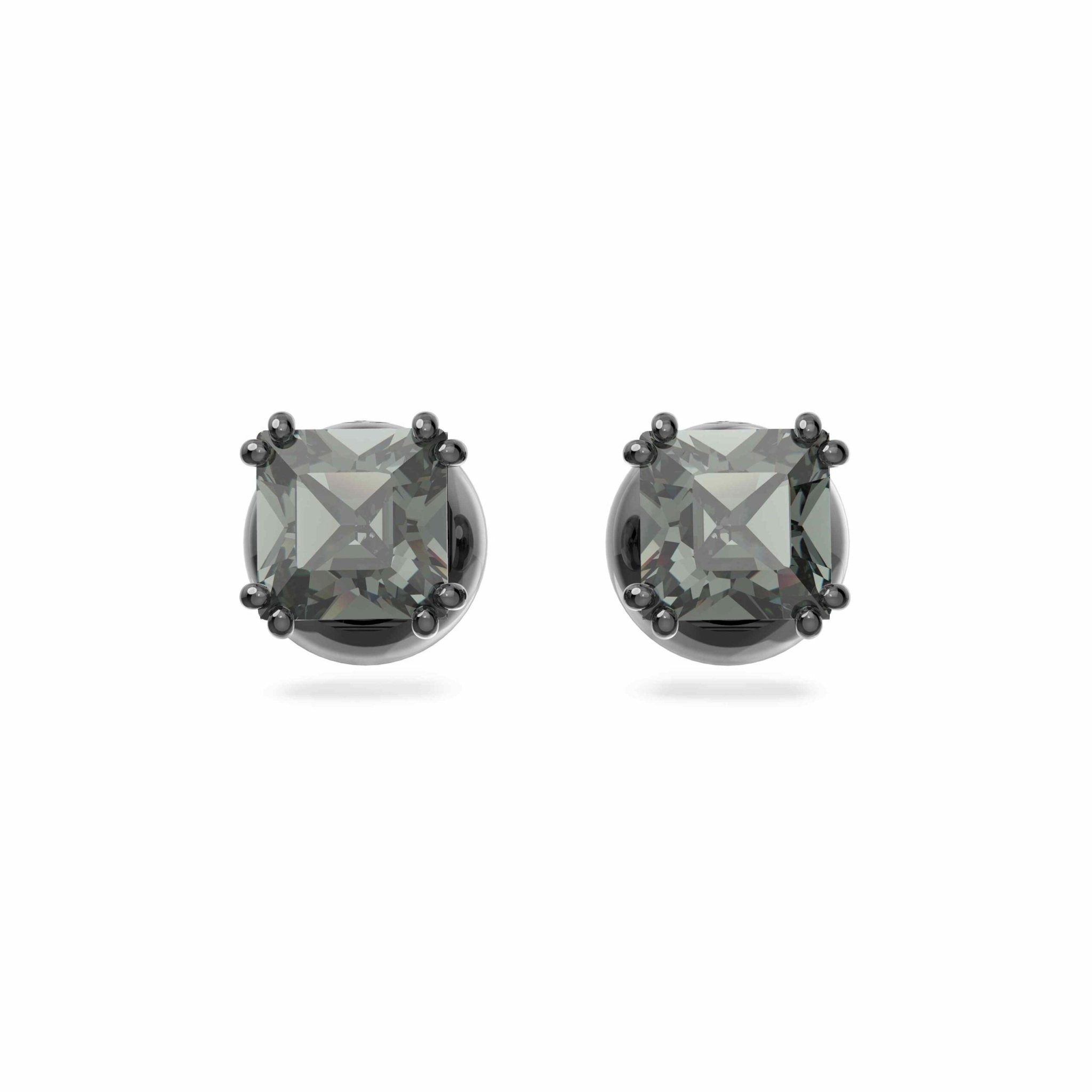Swarovski Millenia Stud Earrings Square Cut, Black, Ruthenium Plated -Swarovski