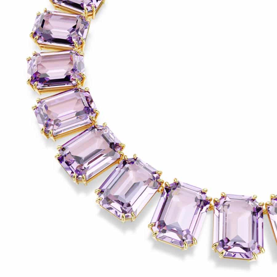 Swarovski Millenia Tennis Necklace, Octagon Cut, Purple, Gold-tone Plated -Swarovski