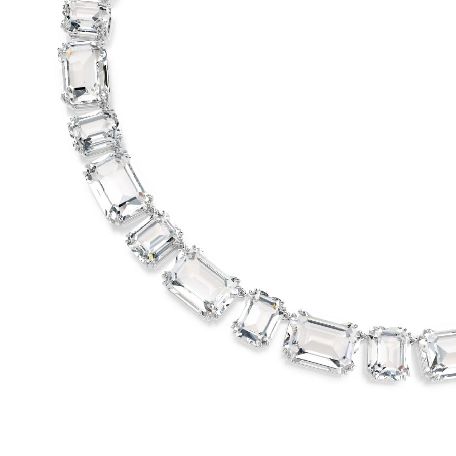 Swarovski Millenia Tennis Necklace, Octagon Cut, White, Rhodium Plated -Swarovski