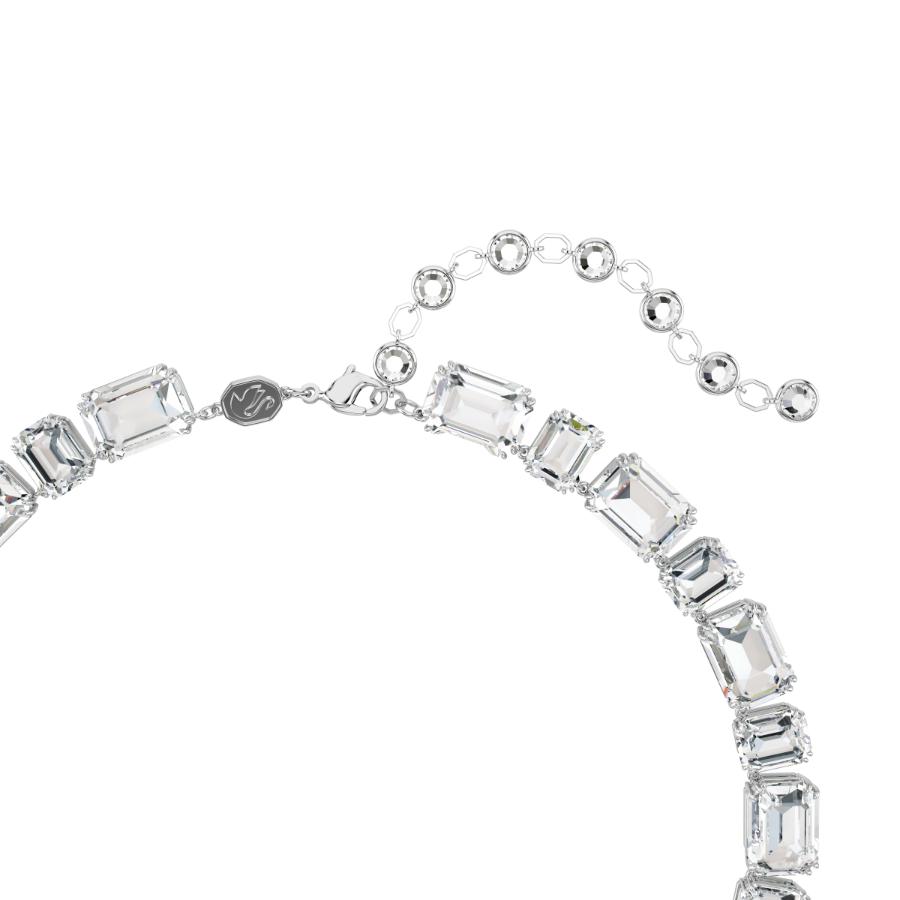Swarovski Millenia Tennis Necklace, Octagon Cut, White, Rhodium Plated -Swarovski