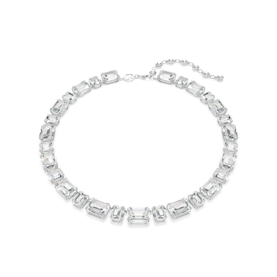 Swarovski Millenia Tennis Necklace, Octagon Cut, White, Rhodium Plated -Swarovski