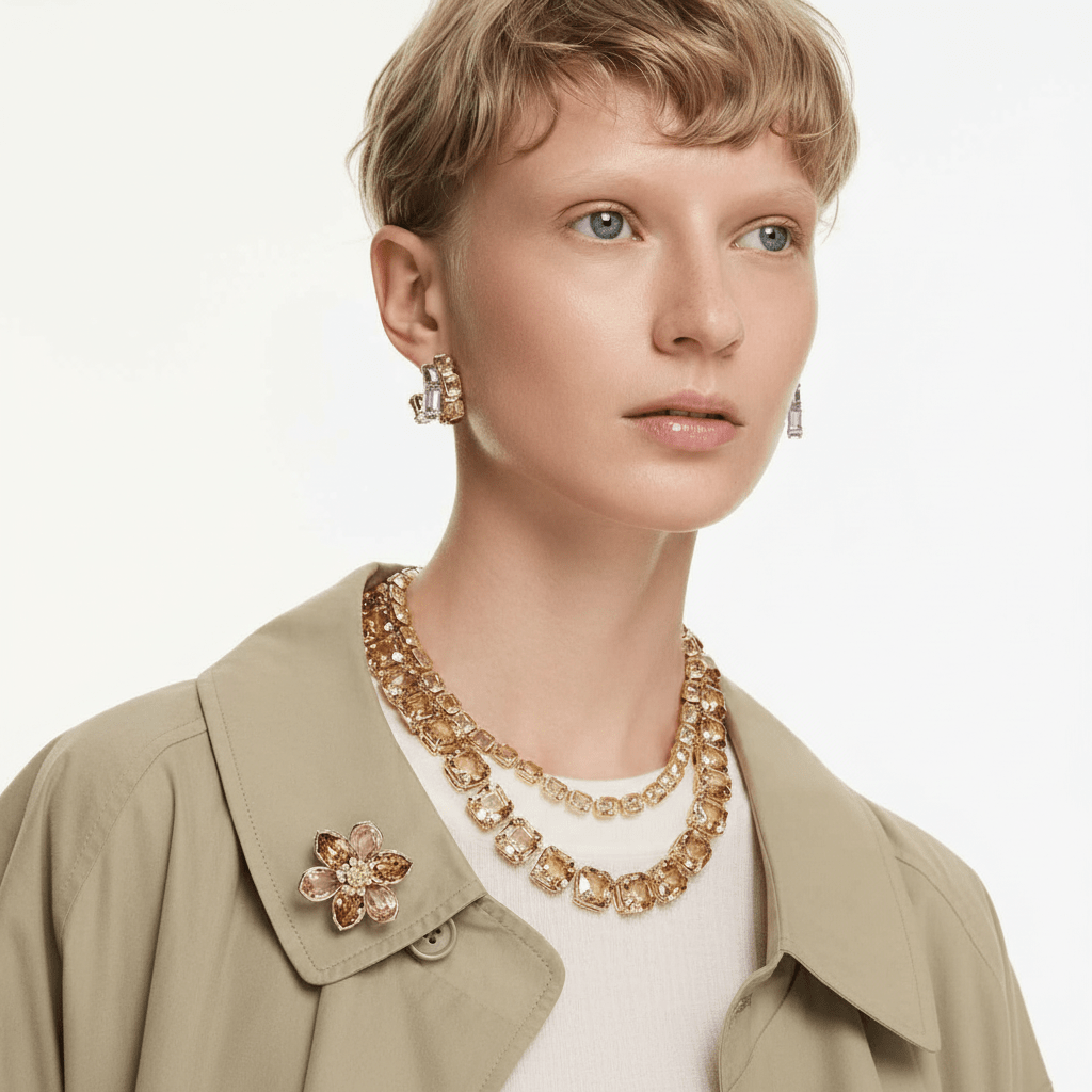Swarovski Millenia Tennis Necklace, Octagon Cut, Yellow, Gold-tone Plated -Swarovski