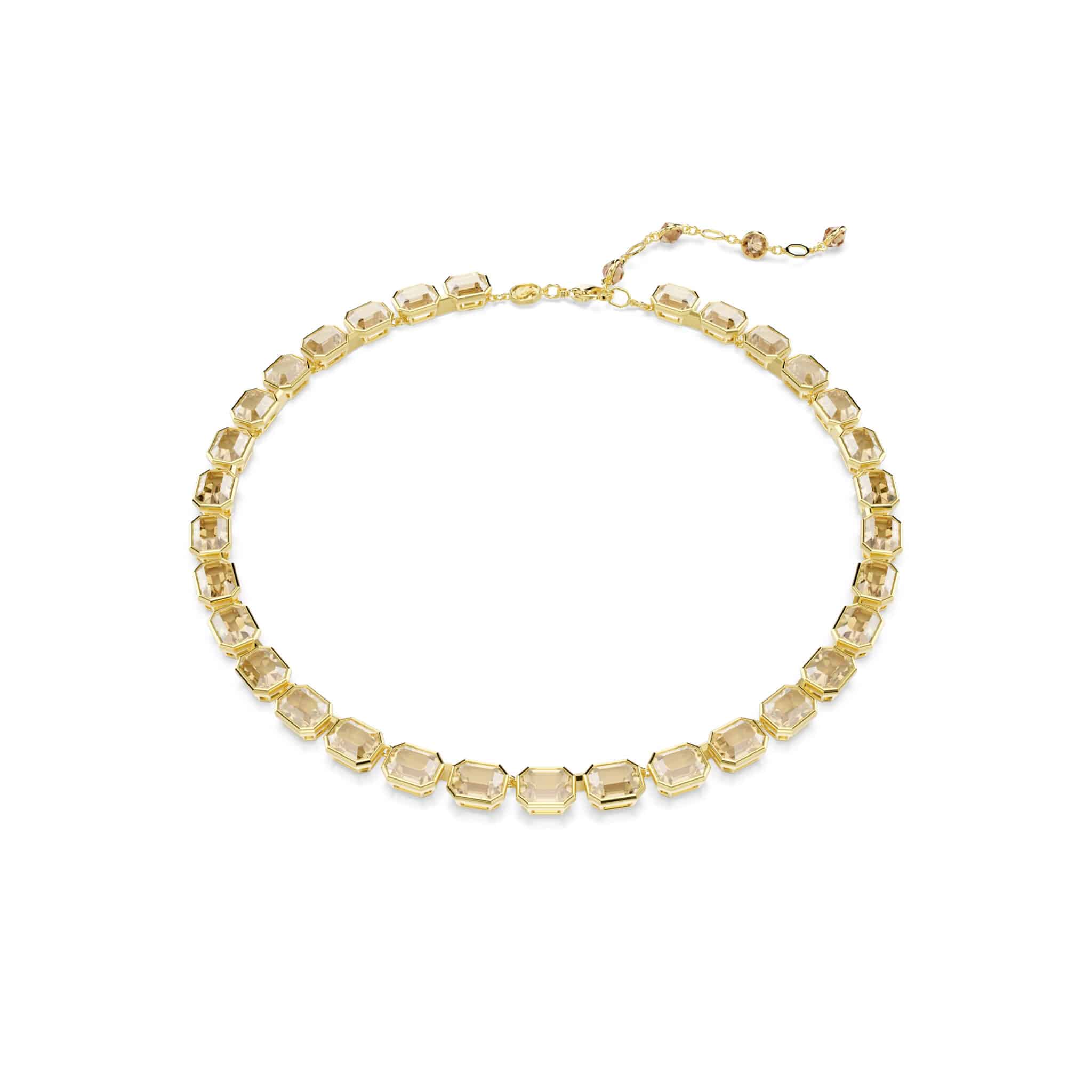 Swarovski Millenia Tennis Necklace, Octagon Cut, Yellow, Gold-tone Plated -Swarovski