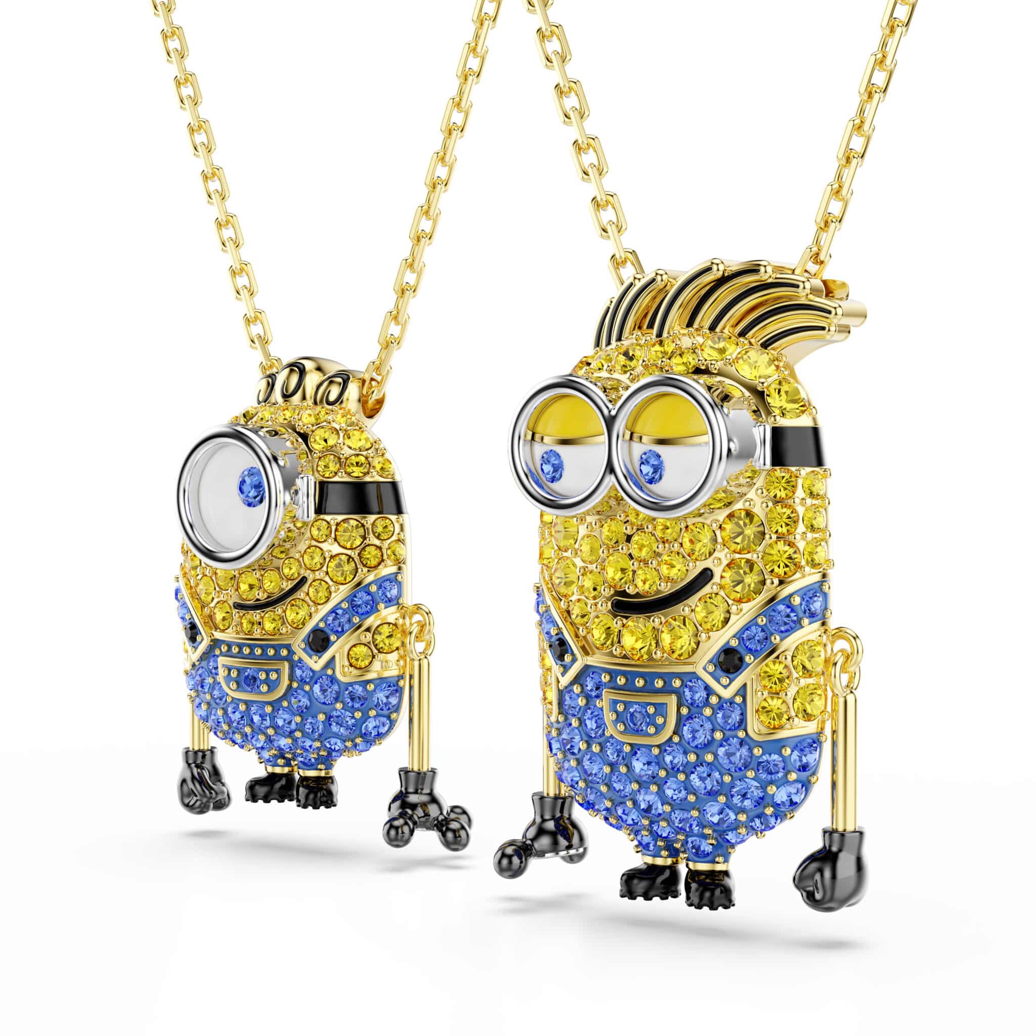 Swarovski Minions James and Henry set, Pavé, Multicolored, Gold-tone plated -Swarovski