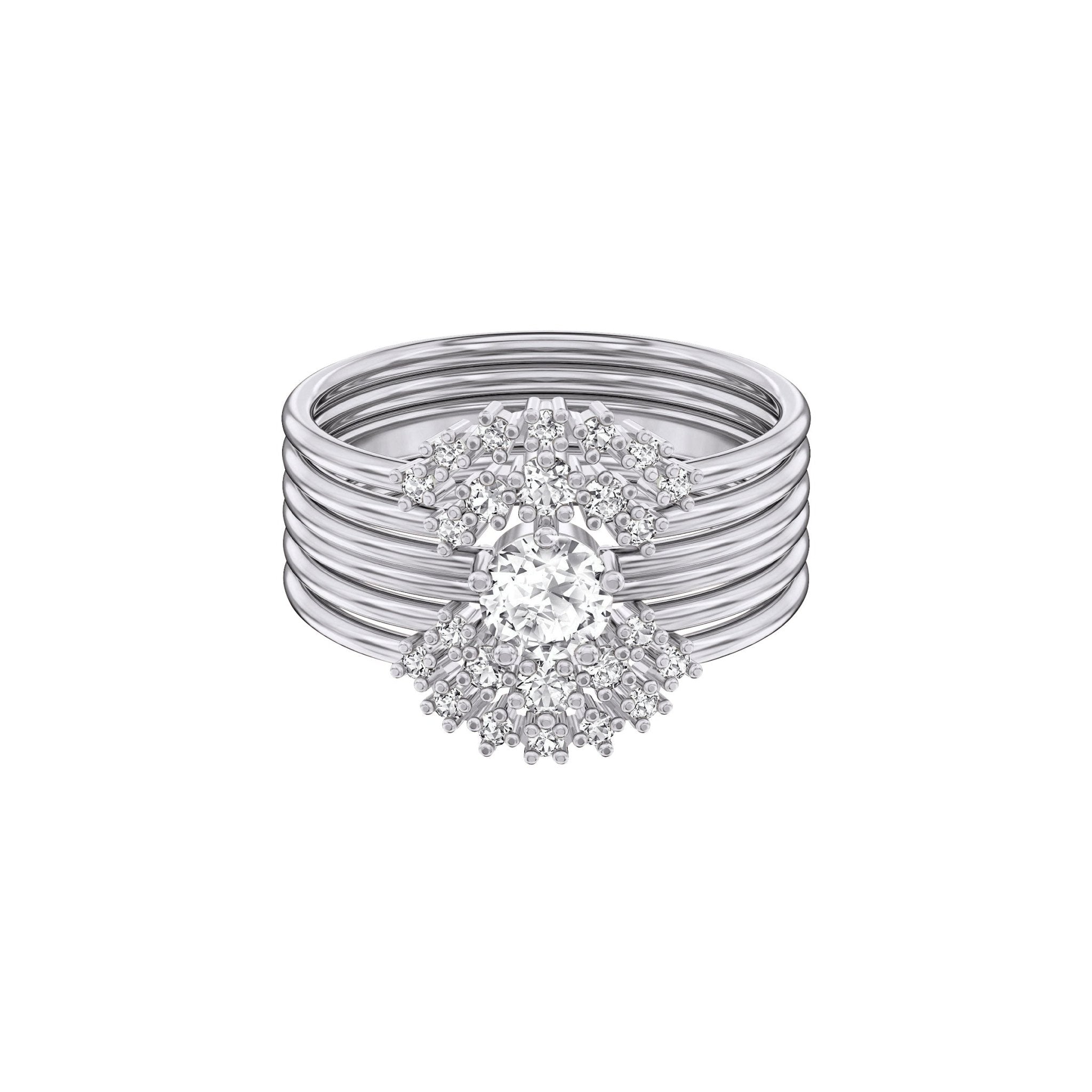 Swarovski MoonSun Ring Set Rhodium Plated -Swarovski
