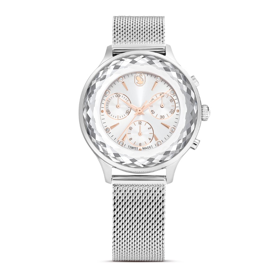 Swarovski Nova Chrono Watch, Swiss Made, Metal Bracelet, Silver Tone, Stainless Steel -Swarovski