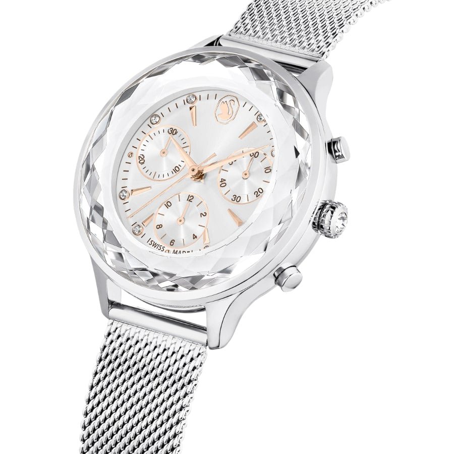 Swarovski Nova Chrono Watch, Swiss Made, Metal Bracelet, Silver Tone, Stainless Steel -Swarovski